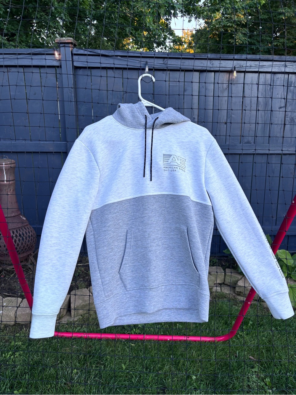 American Eagle Outfitters Heather Gray Logo Hoodie